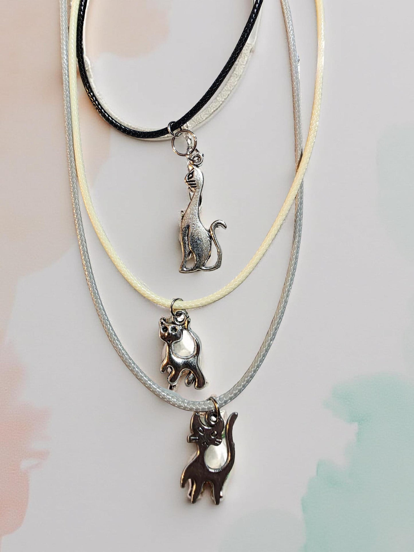 Whiskered Charm Leather Necklace β Silver Cat Pendant, Handmade Feline Jewelry, BoutiqueByCheryl Gift for Cat Lovers