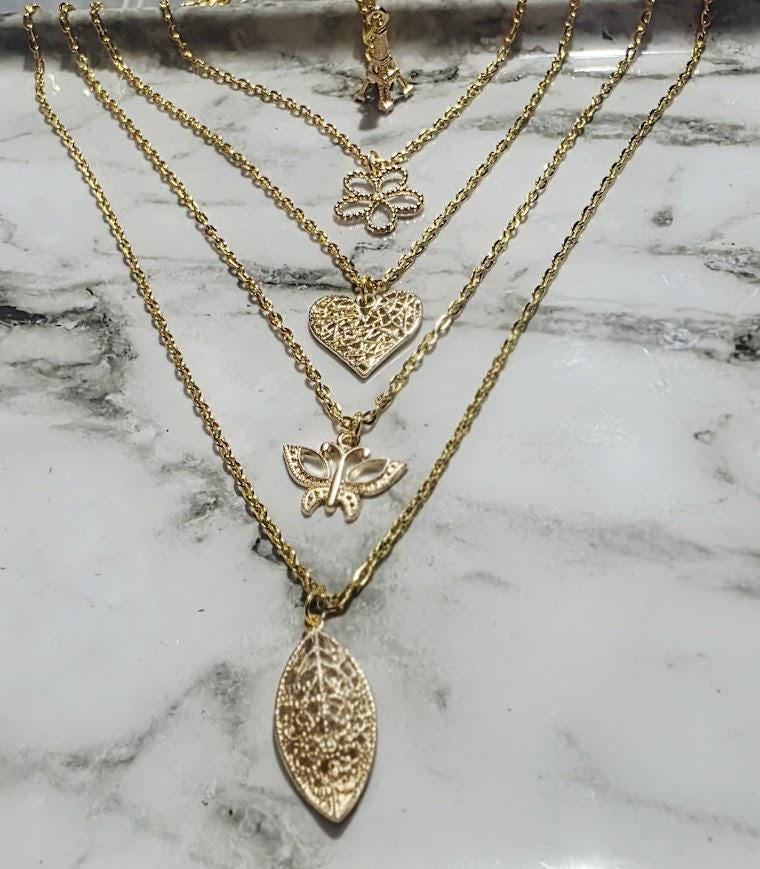 Charmed Necklace ā Flower & Fairy Pendants, Whimsical Nature Jewelry, Gift for Her, BoutiqueByCheryl