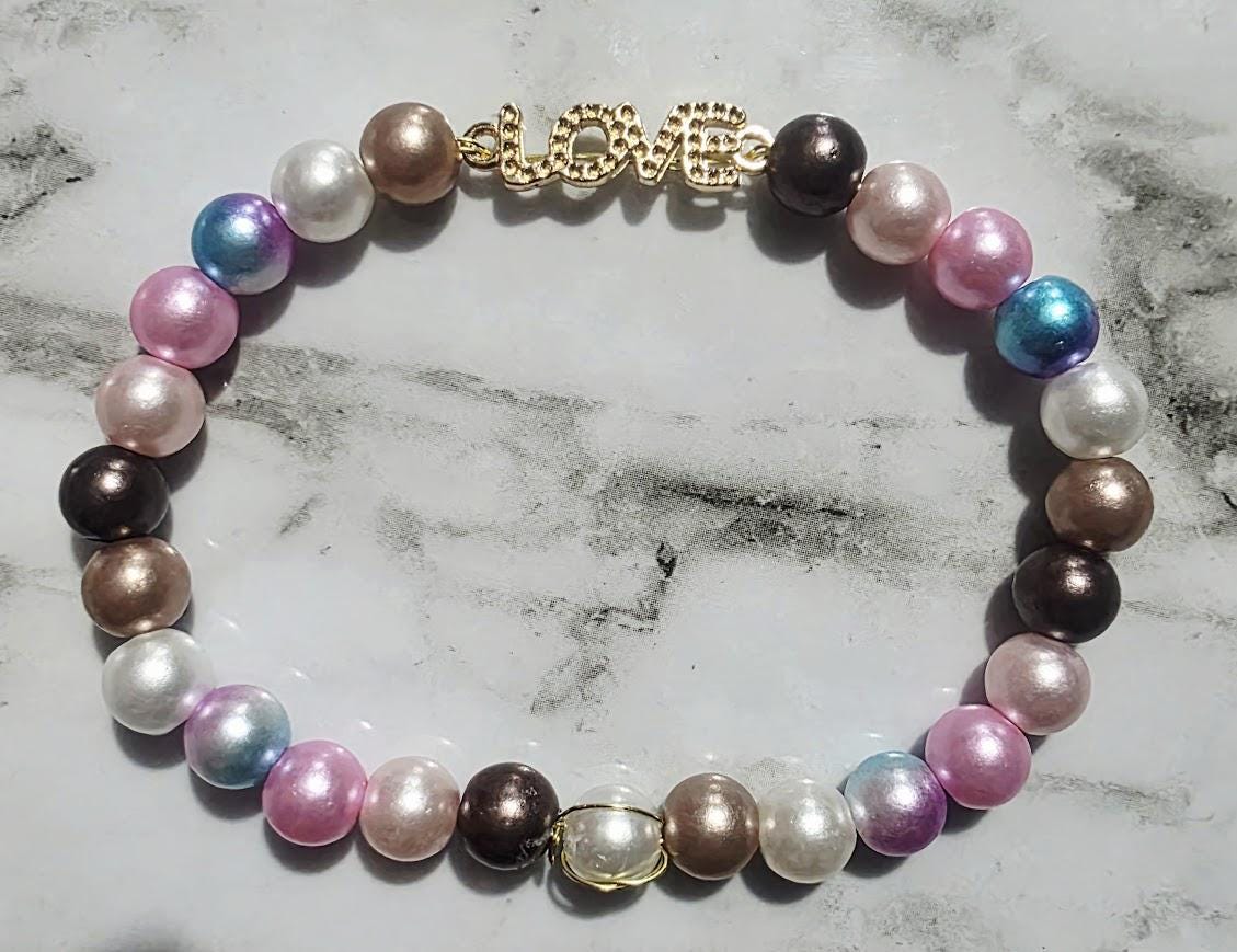 Pearl Beaded Bracelet with Gold Pendant – Elegant Handmade Jewelry, Boho Chic Gift for Her, BoutiqueByCheryl