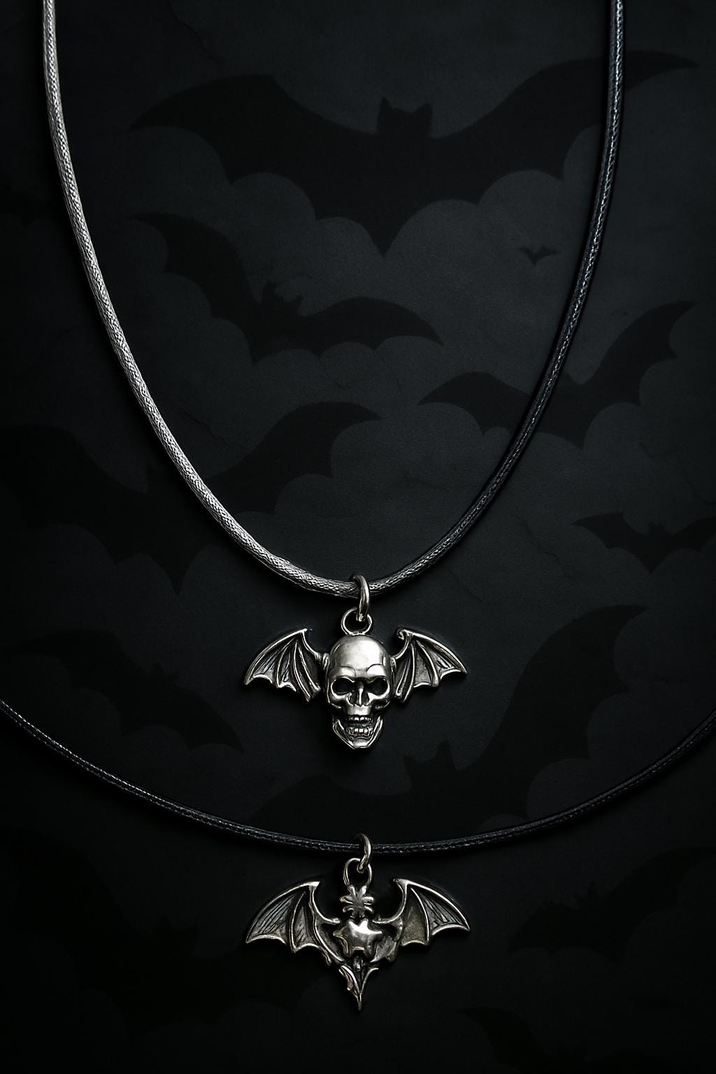 Mystic Night Leather Necklace – Silver Bat Pendant, Gothic Moonlight Jewelry, BoutiqueByCheryl Handmade Gift for Him or Her