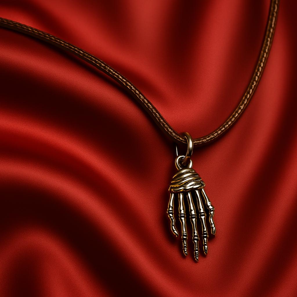 Grave Grip Leather Necklace – Skeleton Hands Pendant, Gothic Halloween Jewelry, BoutiqueByCheryl Handmade Gift for Him or Her