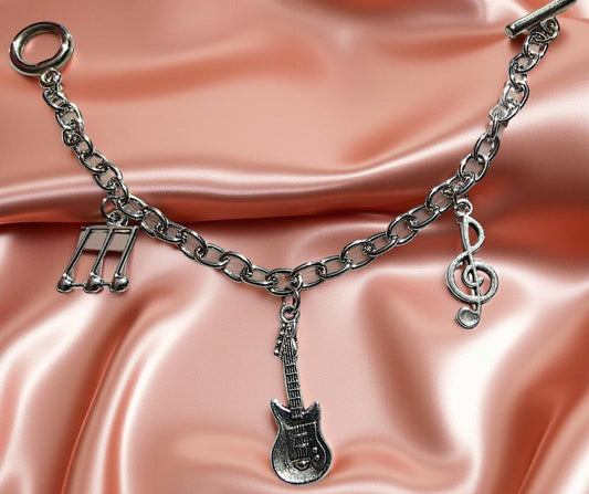 Music Charmed Bracelet – Sterling Silver Musical Note Charms, Boho Artistic Jewelry, Gift for Music Lovers, BoutiqueByCheryl