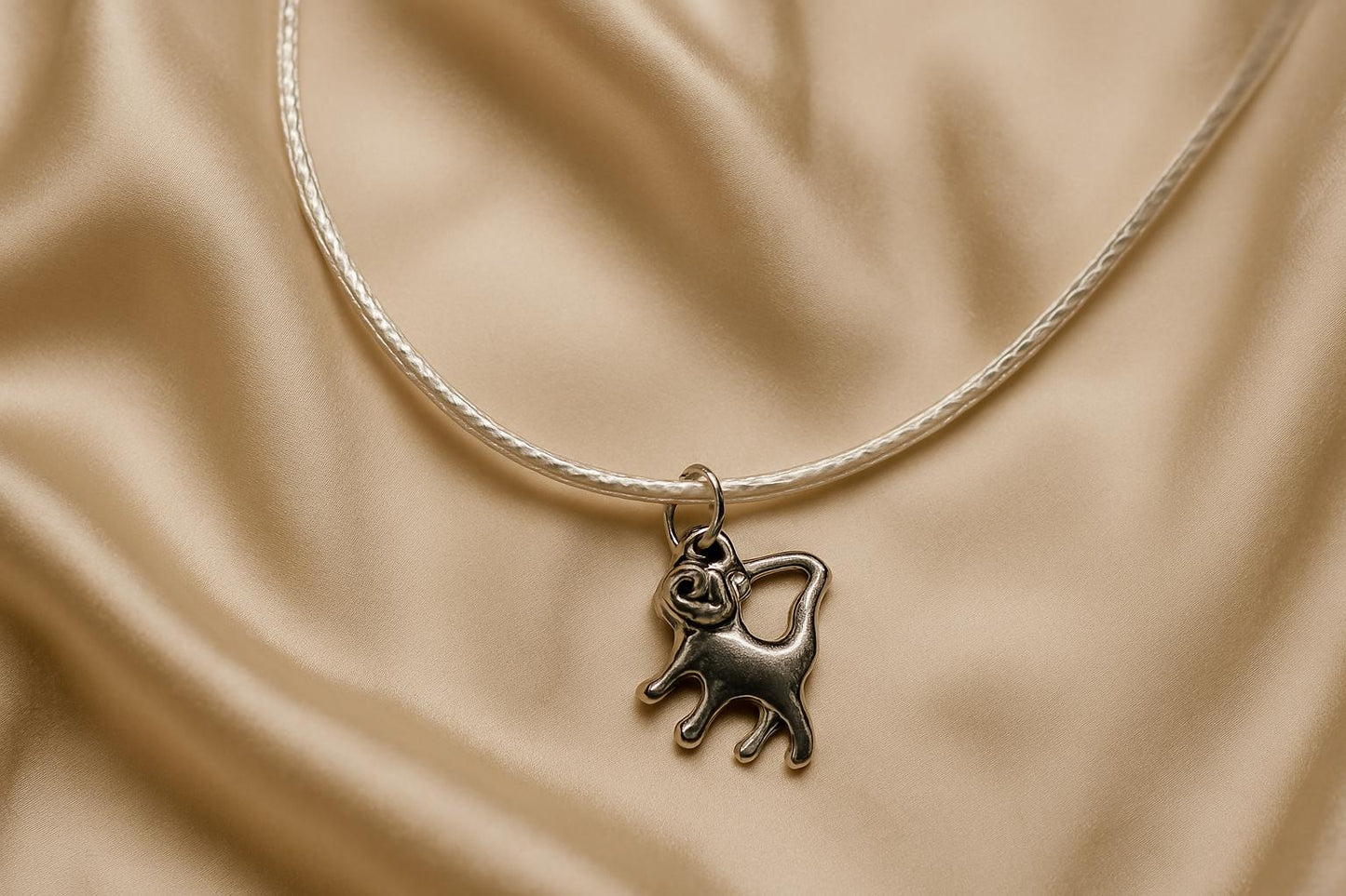 Whiskered Charm Leather Necklace – Silver Cat Pendant, Handmade Feline Jewelry, BoutiqueByCheryl Gift for Cat Lovers