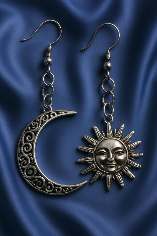 Elegant Sun & Moon Stainless Steel Earrings – Celestial Balance Jewelry, Hypoallergenic Gift for Her, BoutiqueByCheryl