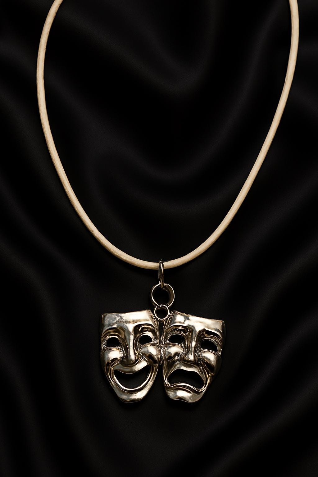 Veiled Mystery Leather Necklace – Silver Mask Pendant, Gothic Masquerade Jewelry, BoutiqueByCheryl Handmade Gift for Her or Him