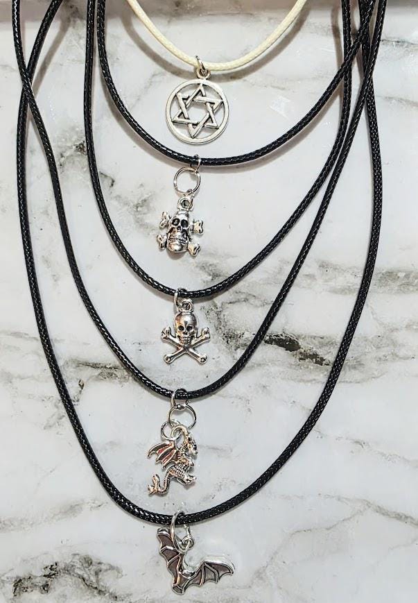 Sterling Silver Charmed Necklace – Cat, Cross & Skull Pendants, Edgy Boho Jewelry, Gothic Gift for Her, BoutiqueByCheryl