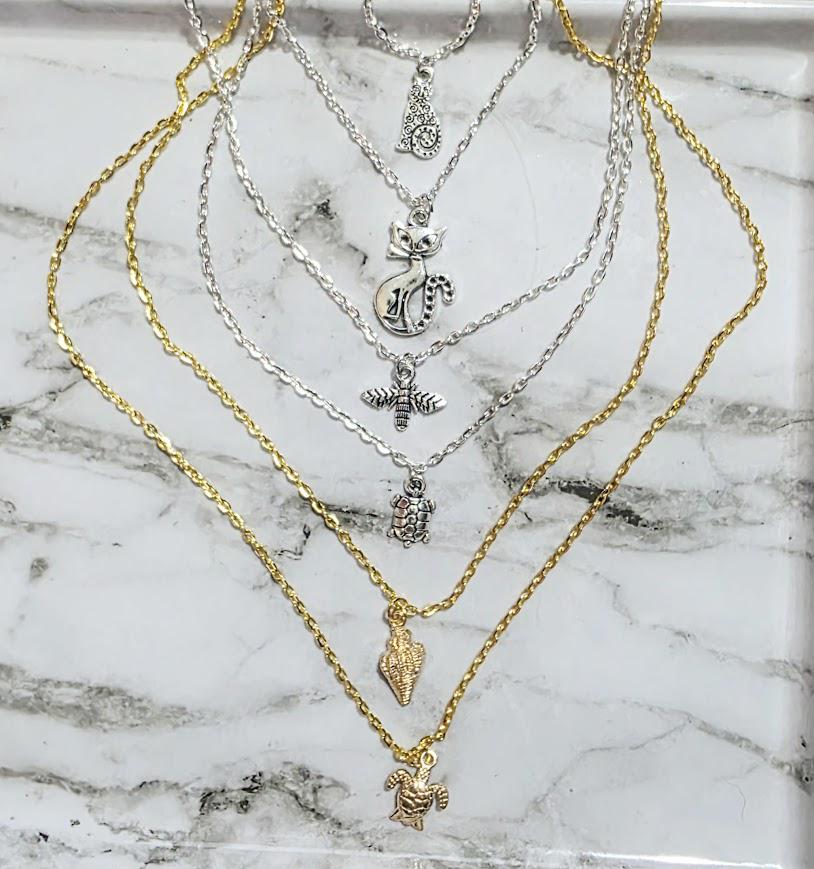 Sterling Silver Charmed Necklace – Dragon, Cross & Mask Pendants, Fantasy Gothic Jewelry, Unique Gift for Her, BoutiqueByCheryl