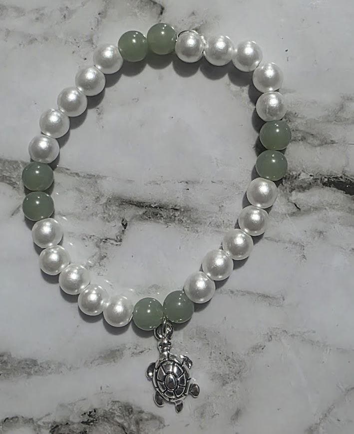 Pearl Beaded Bracelet with Silver Pendant – Elegant Handmade Jewelry, Boho Chic Gift for Her, BoutiqueByCheryl