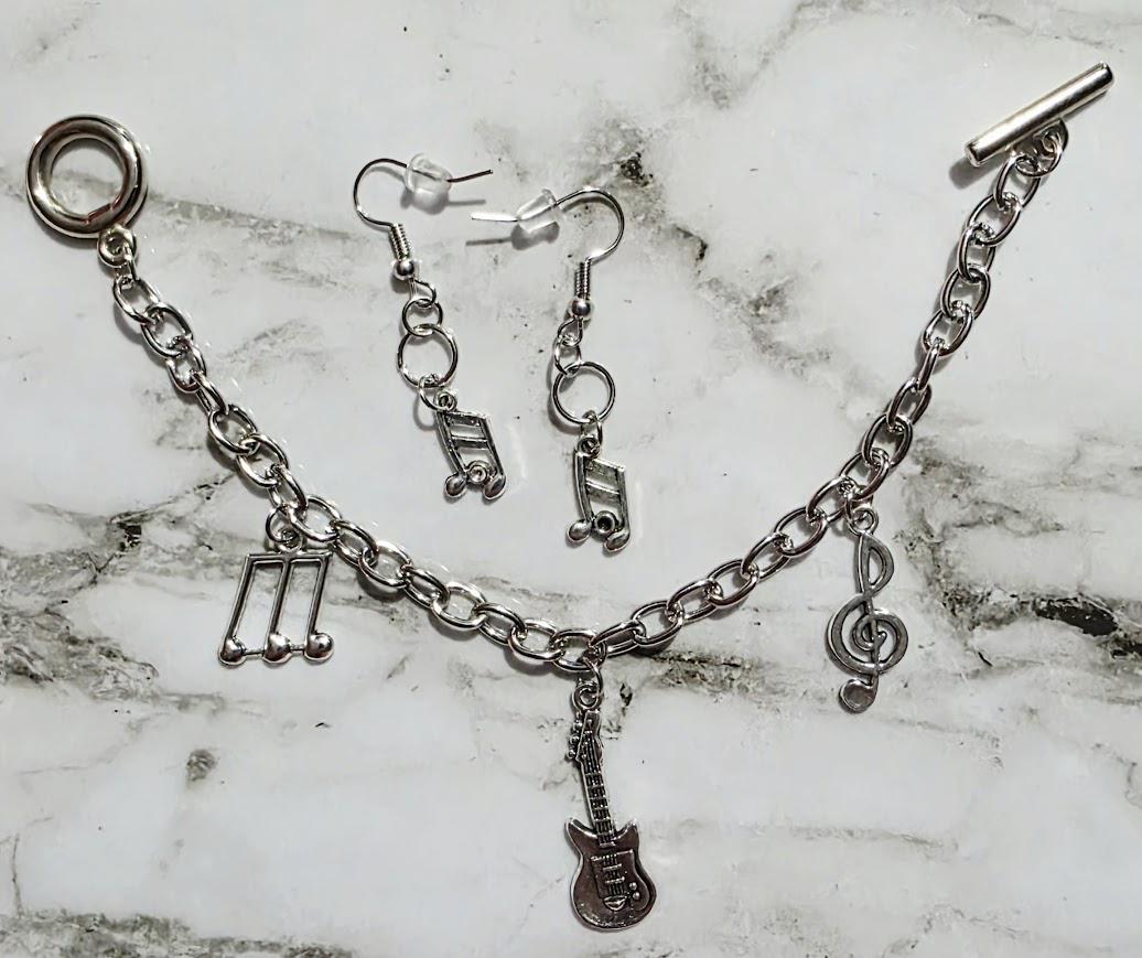 Music Charmed Bracelet – Sterling Silver Musical Note Charms, Boho Artistic Jewelry, Gift for Music Lovers, BoutiqueByCheryl